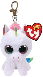 TY T35040 Unicorn Pixy, Einhorn mit Glitzeraugen, Beanie Boo's, Plüsch, 8,5 cm, Weiß/Bunt, 7 cm