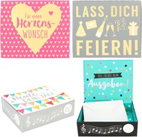 Depesche boîte cadeau Happy Birthday avec son et enveloppe à argent