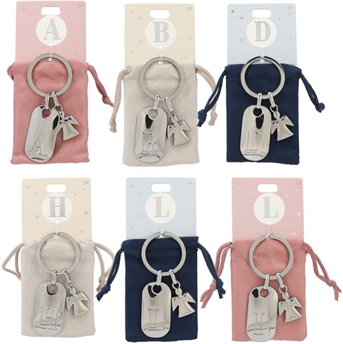 Depesche porte-clés ange gardien lettre E argent-crème cadeau-2