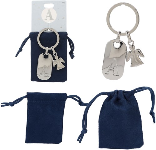 Depesche porte-clés ange gardien lettre E argent-crème cadeau-3