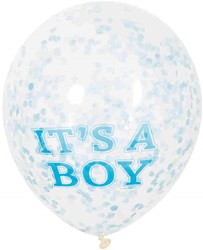 Ballons Babyboy avec confettis 30cm - 6 pièces - décoration baby shower