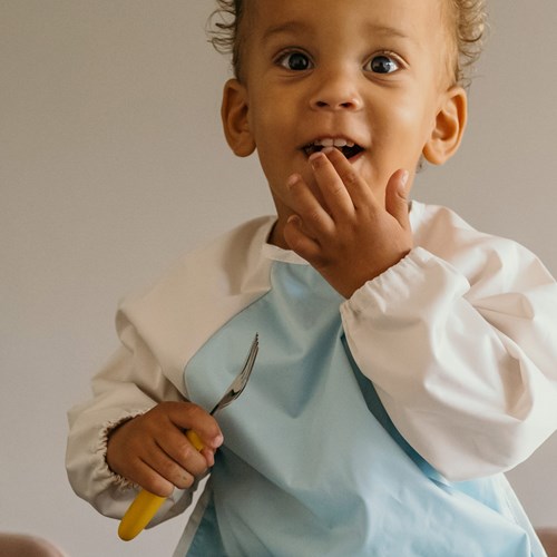 Smikkels Lätzchen mit Ärmeln Baby - blau - wasserabweisend - verstellbar-3