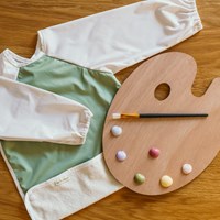 Smikkels bavoir à manches L - bavoir vert à manches longues pour enfants-2