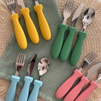 Smikkels - Silikon-Kinderbesteck 3-teilig - Blau-3