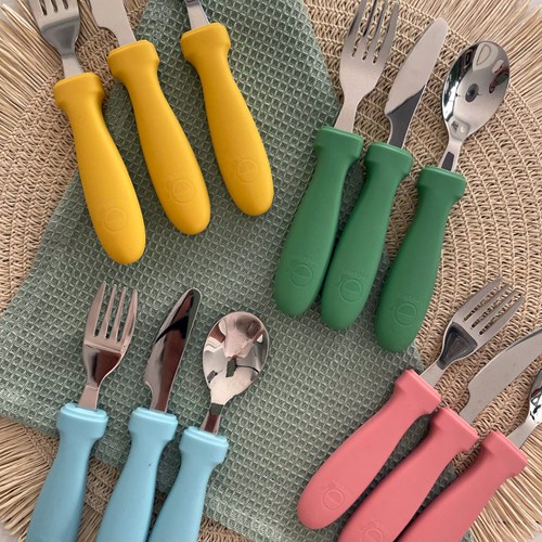 Smikkels - Silikon-Kinderbesteck 3-teilig - Grün-3