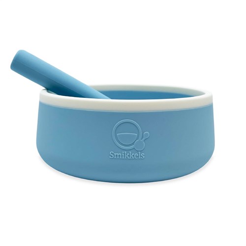 Smikkels – Silikon-Kinderschüssel mit Löffel – Blau-2