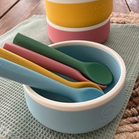 Smikkels – Silikon-Kinderschüssel mit Löffel – Blau-3