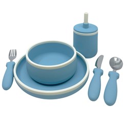 Smikkels - Siliconen kinder dinerset - Blauw
