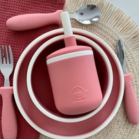Smikkels - Kindergeschirrset aus Silikon - Pink-3