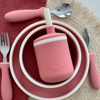 Smikkels - Kindergeschirrset aus Silikon - Pink-2