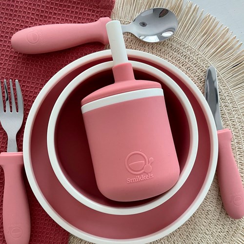 Smikkels - Kindergeschirrset aus Silikon - Pink-2