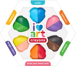 Ooly Wachsmalstifte I Heart Art radierbare Herz-Kreiden - Set mit 6 Farben