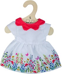 Bigjigs Weißes geblümtes Kleid mit rotem Kragen Large