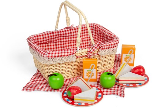 BigJigs panier pique-nique jouet avec aliments en bois et accessoires-2