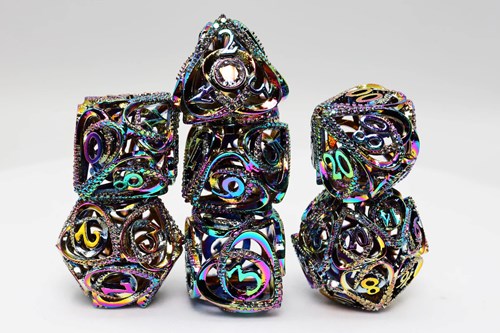 Foam Brain Games dés métalliques Hollow Hearts Jeweled Burnt Opal set RPG