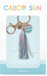 Calico Sun porte-clés cœur avec pompon - accessoire coloré