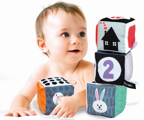 Clementoni blocs bébé - cubes en peluche noir-blanc pour bébés-3