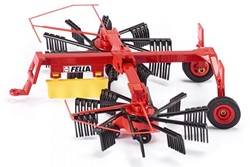 SIKU 2451, Fella Schwader, 1:32, Metall/Kunststoff, Rot, Bewegliche und abklappbare Kreisel 