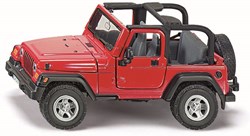 SIKU 4870, Jeep Wrangler Geländewagen, 1:32, Metall/Kunststoff, Rot, Achsschenkellenkung