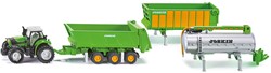 SIKU 1848, DEUTZ-FAHR Traktor mit Joskin Anhängerset, 1:87, Metall/Kunststoff, Grün, 5-tlg, Mit Wechselsystem