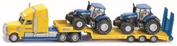 SIKU 1805, LKW mit New Holland Traktoren, 1:87, Metall/Kunststoff, Gelb/Blau, Kombinierbar mit SIKU Modellen im gleichen Maßstab