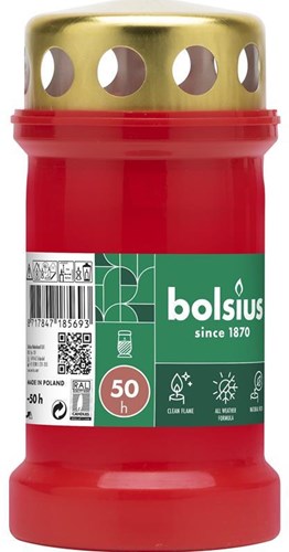 Bolsius bougie commémorative lanterne rouge avec couvercle 50h extérieur