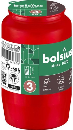 Bolsius bougie de cimetière rouge bougie commémorative extérieur 50 heures