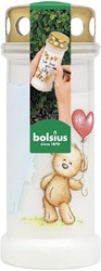 Bolsius bougie commémorative ourson blanc - lumière de tombe avec couvercle 70h