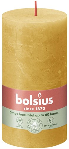 Bolsius bougie pilier rustique jaune miel 13 cm - longue durée de combustion