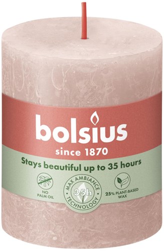 Bolsius bougie pilier rustique - Misty Pink - 8 cm - longue durée