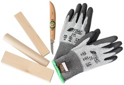 Kids at Work set de sculpture sur bois couteau gants bois