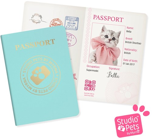 Studio Pets Plüsch Katze Bella 16 cm rosa mit Pass und Koffer-2