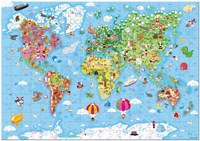 Janod puzzle carte du monde - Géant 300 pièces jouet éducatif-2