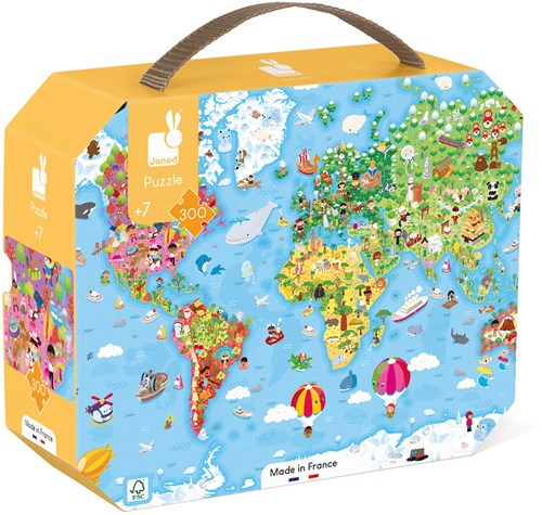 Janod puzzle carte du monde - Géant 300 pièces jouet éducatif