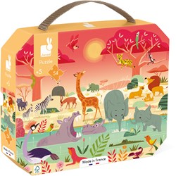 Janod puzzle réserve animalière - puzzle en valise 54 pièces