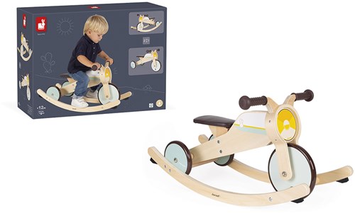 Janod Bikloon 2-in-1 Holz Schaukelmotor & Dreirad-2