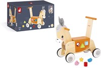 Janod Lauflernwagen Esel - Holz Schiebewagen mit Formenbox für Kleinkinder-3