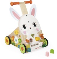 Janod Holz Lauflernwagen Hase - Bauernhof Spielzeug für Kleinkinder