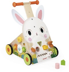 Janod Holz Lauflernwagen Hase - Bauernhof Spielzeug für Kleinkinder