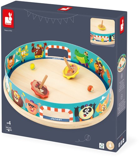 Janod Applepop - Arène toupie en bois pour enfants et jeu d'adresse
