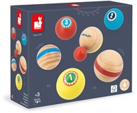 Janod Holz-Petanque-Spiel Applepop - buntes Outdoor-Spiel für Kinder