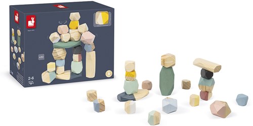 Janod Sweet Cocoon pierres empilables - blocs de construction en bois pour enfants-2