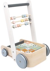Janod Sweet Cocoon - Holz Lauflernwagen mit ABC Bausteinen und Abakus