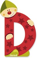 Janod lettre en bois D clown - jouet éducatif décoration
