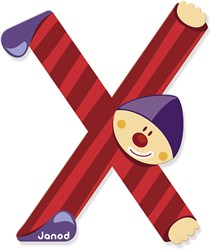 Janod Holzbuchstabe X - Clown Dekoration für das Kinderzimmer