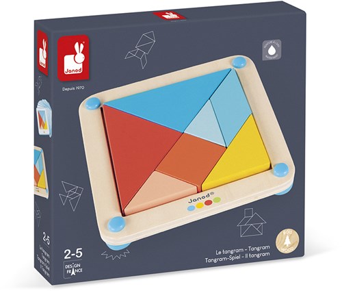 Janod tangram jouet éducatif en bois - puzzle coloré pour enfants-2