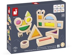 Janod set sensorielle de blocs - blocs de construction translucides bois FSC