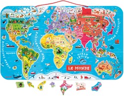 Janod - Puzzle magnétique du monde jouet éducatif bleu