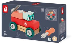 Janod Brico'Kids - Jeu de Construction Wagon avec Chat - Jouet en Bois