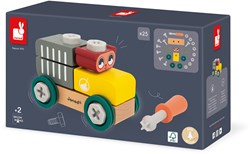 Janod Brico'Kids - Holz-Bauwagen mit Bär und Bausteinen - Lernspielzeug